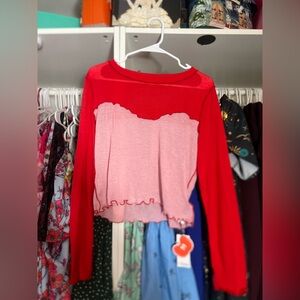 Cider red & pink crop top